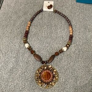 Large southwestern style necklace and earrings